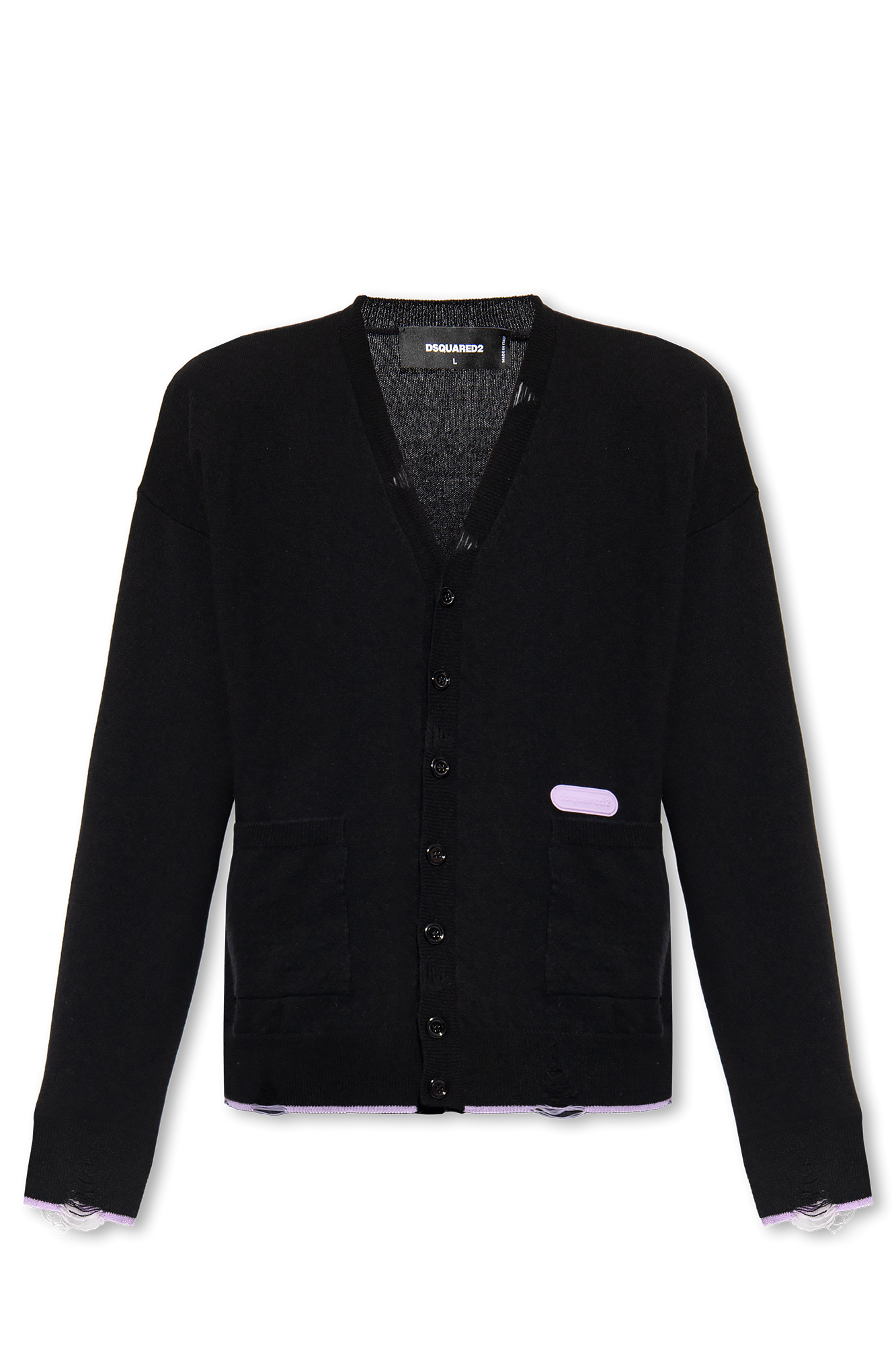 SchaferandweinerShops Australia - Black Wool cardigan with logo Dsquared2 -  all-over teddy print padded jacket